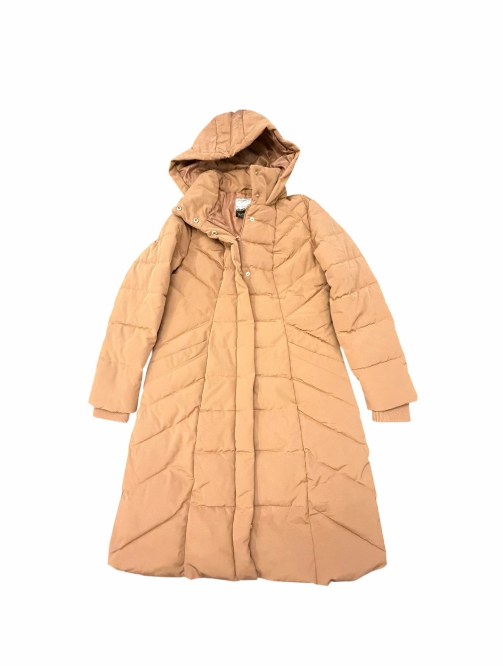 Kensie Long Puffer Jacket Womens Size Medium Tan Water Resistant Winter Warm